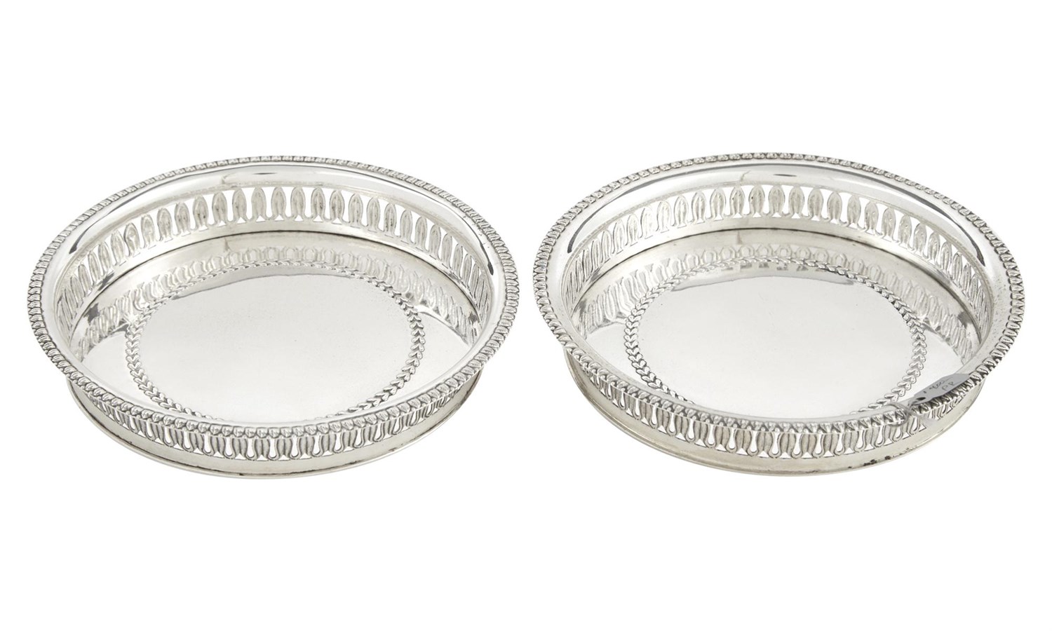 Lot 114 - Pair of Italian Silver Bottle Coasters