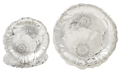 Lot 1203 - Three Wallace Sterling Silver Poppy Pattern Dishes