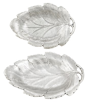 Lot 1202 - Pair of J.E. Caldwell Sterling Silver Leaf Form Dishes