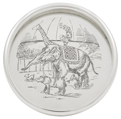 Lot 1174 - American Sterling Silver Circus Theme Bottle Coaster