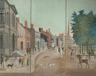 Lot 336 - Triptych Screen of Broadway From The Bowling Green