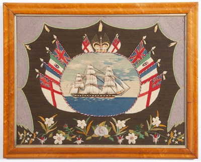 Lot 125 - Woolwork Picture of a British Clipper Ship