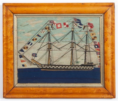 Lot 126 - Woolwork Picture of a British Royal Navy Ship