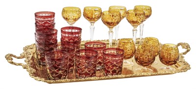 Lot 1055 - Group of Red Cut to Clear Glass Comprising...