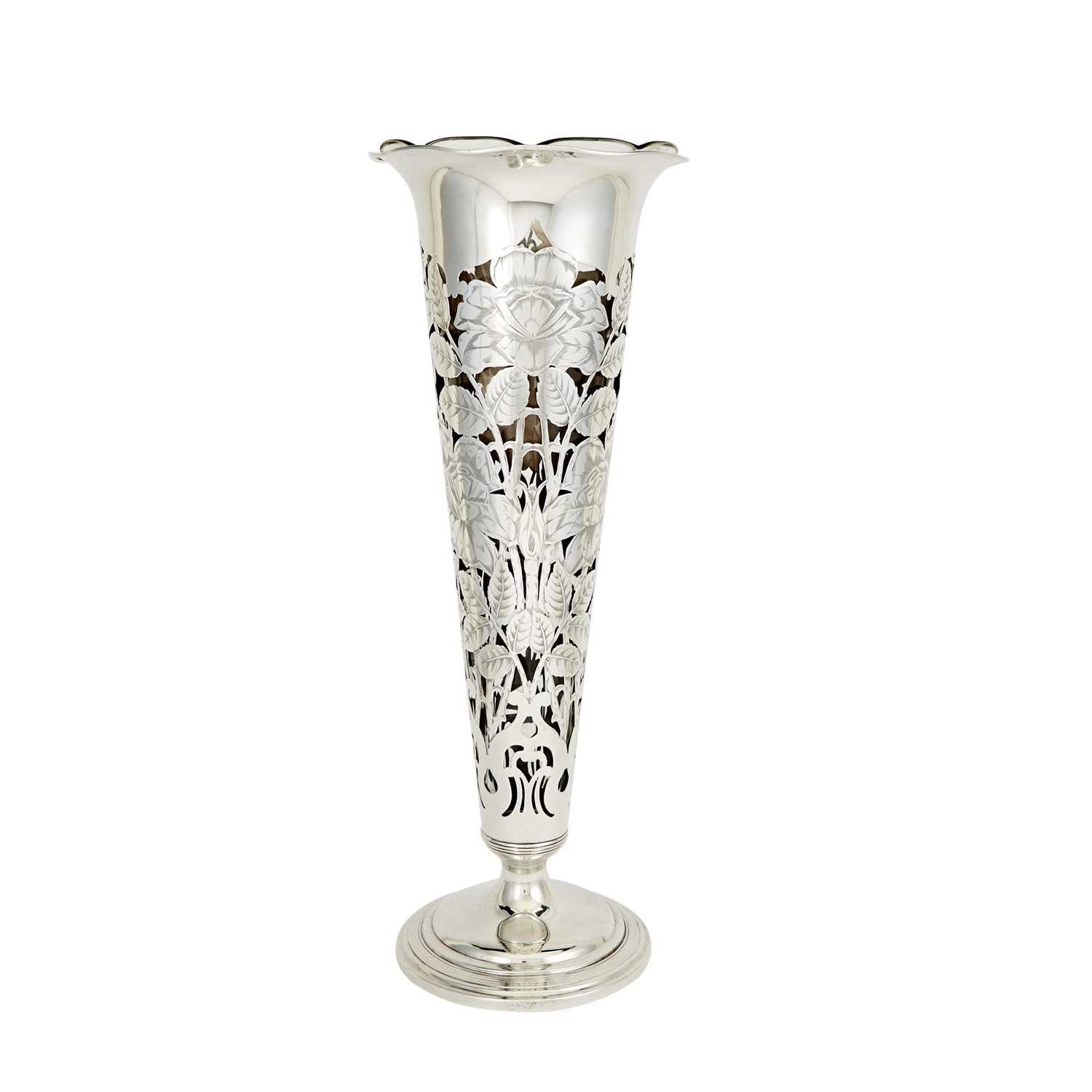 Lot 181 - Gorham Sterling Silver and Glass Floor Vase