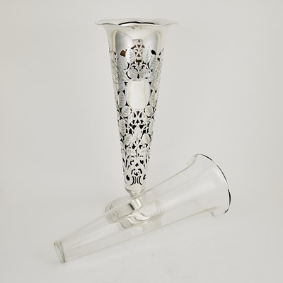 Lot 181 - Gorham Sterling Silver and Glass Floor Vase