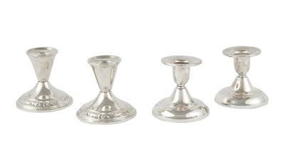 Lot 134 - Two Pairs of Silver Low Candlesticks