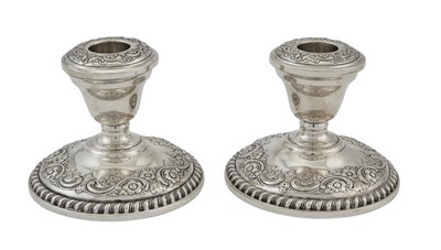 Lot 196 - Pair of International Silver Co. Sterling Silver Low Candlesticks