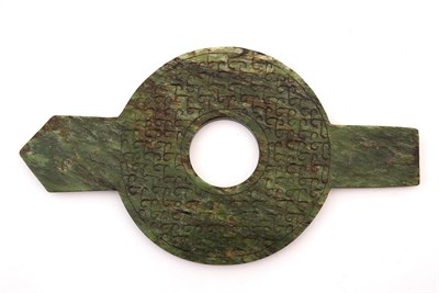 Lot 15 - A Chinese Green Jade Bi Disc