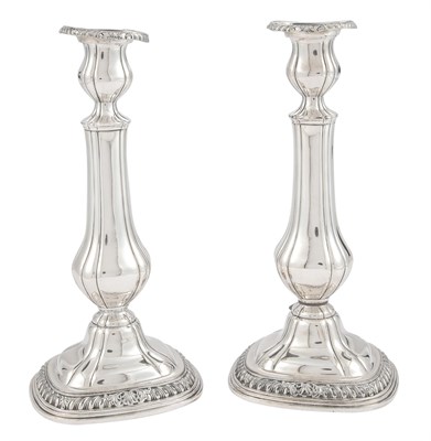 Lot 1132 - Pair of Gorham Regency Style Silver-Plated Candlesticks