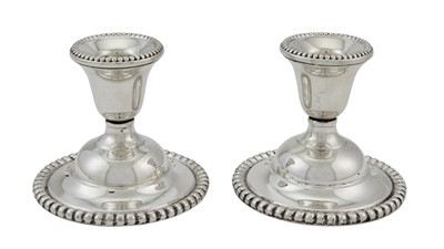 Lot 118 - Pair of International Silver Co. Sterling Silver Low Candlesticks