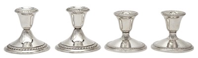 Lot 733 - Two Pairs of American Sterling Silver Low Candlesticks