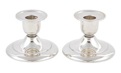Lot 1299 - Pair of Gorham Sterling Silver Low Candlesticks