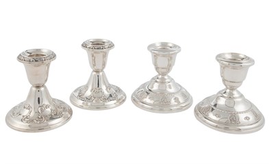 Lot 1195 - Two Pairs of American Sterling Silver Low Candlesticks