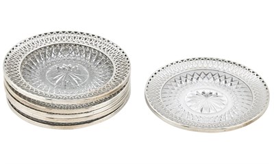 Lot 1110 - Set of Six Webster Sterling Silver and Glass Bread Plates