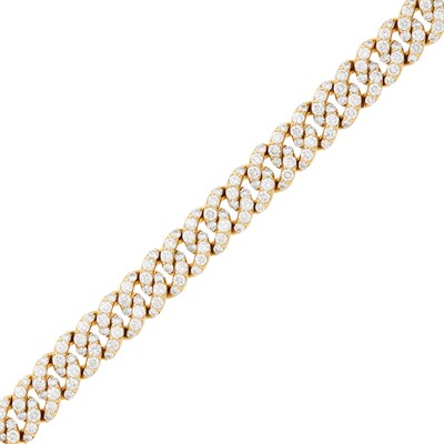 Lot 199 - Rose Gold and Diamond Curb Link Bracelet