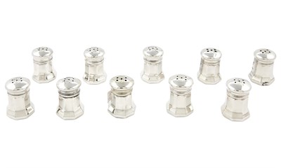 Lot 1185 - Set of Ten Cartier Sterling Silver Individual Salt and Pepper Shakers