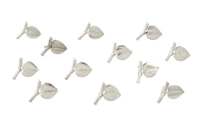 Lot 1315 - Set of Twelve Tiffany & Co. Sterling Silver Leaf Form Place Card Holders