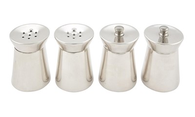 Lot 1294 - Set of Four Tiffany & Co. Sterling Silver Capstan Form Salt Shakers and Pepper Grinders