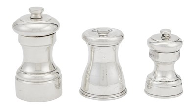 Lot 713 - Three Tiffany & Co. Sterling Silver Pepper Grinders