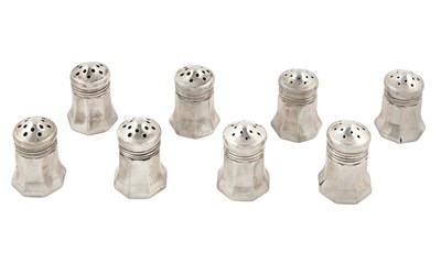 Lot 1027 - Cased Set of Eight Cartier Sterling Silver Individual Salt and Pepper Casters