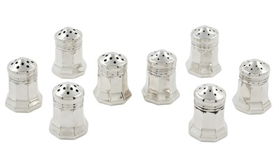 Lot 166 - Cased Set of Eight Cartier Sterling Silver Individual Salt and Pepper Shakers
