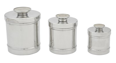 Lot 681 - Graduated Set of Three Cartier Pewter Dresser Boxes