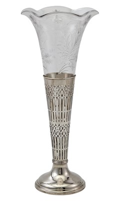 Lot 52 - American Sterling Silver and Cut Glass Trumpet Vase