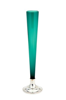 Lot 675 - American Sterling Silver and Green Glass Vase