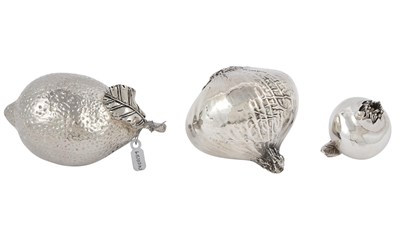 Lot 1045 - Three Sterling Silver and Silver Plated Fruit and Vegetable Table Ornaments
