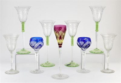Lot 1180 - Group of Nine Cut Glass Wine Glasses Height of...