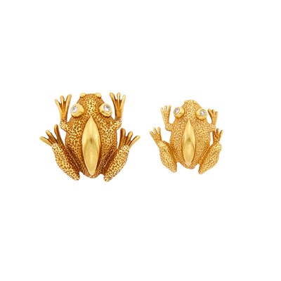 Lot 2006 - Tiffany & Co. Pair of Gold and Diamond Frog Pins
