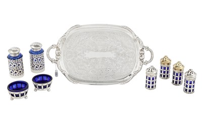 Lot 1155 - Assembled American Sterling Silver, Silver Plate and Glass Condiment Set