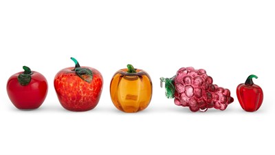 Lot 607 - Group of Five Glass Fruits and Vegetables...