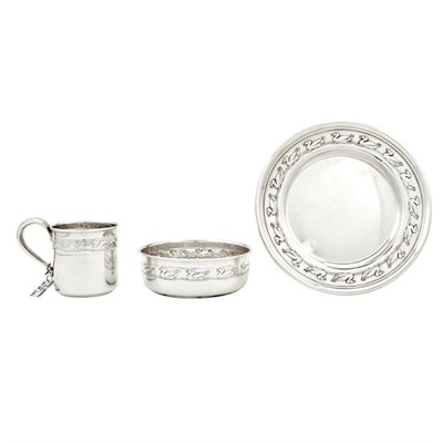 Lot 633 - Reed & Barton Sterling Silver Child's Mug, Bowl and Plate