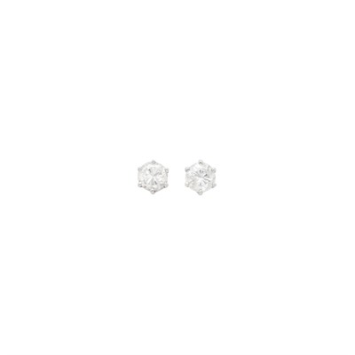 Lot 1089 - Pair of White Gold and Diamond Stud Earrings