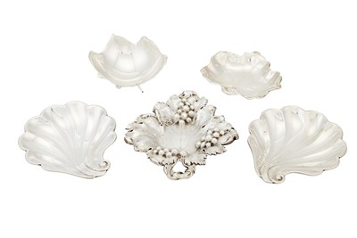 Lot 689 - Pair of American Sterling Silver Leaf-Form Dishes and Three Sterling Silver Leaf-Form Dishes