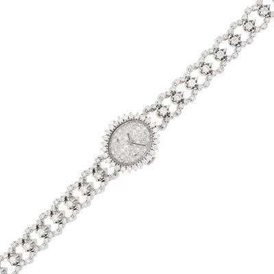Lot 1100 - White Gold and Diamond Bracelet-Watch