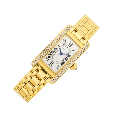 Lot 126 - Cartier Gold and Diamond 'Tank Américaine' Wristwatch, Ref. 2482