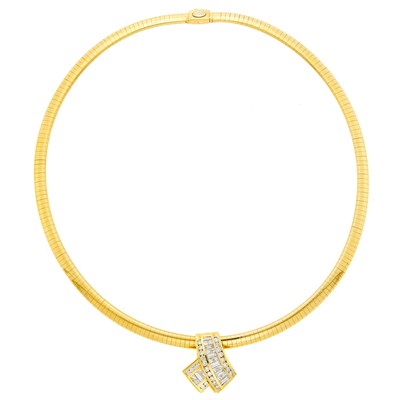 Lot 1225 - Gold and Diamond Enhancer with Omega Chain Necklace