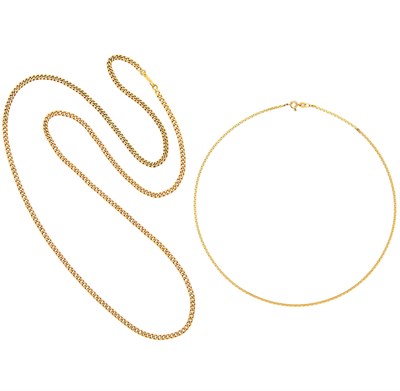 Lot 1181 - Two Gold and Gold-Filled Chain Necklaces