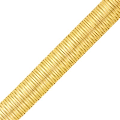 Lot 166 - Wide Gold Snake Link Bracelet