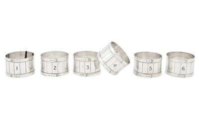 Lot 1078 - Cased Set of Six Novelty Silver Plated Napkin Rings