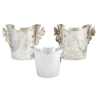 Lot 165 - Pair of Christofle Silver Plated Art Nouveau Style Perrier Jouet Champagne Coolers and an Ice Pail