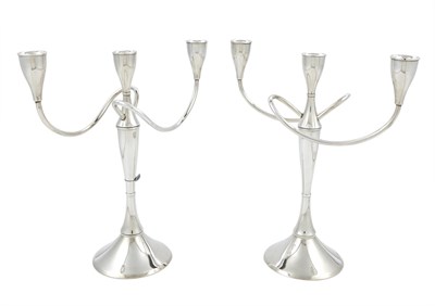 Lot 1186 - Pair of International Silver Co. Sterling Silver Convertible Three-Light Candelabra