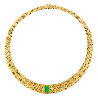 Lot 145 - Cartier Gold and Emerald Necklace