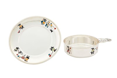 Lot 620 - American Sterling Silver and Enamel Child's Porringer and Plate