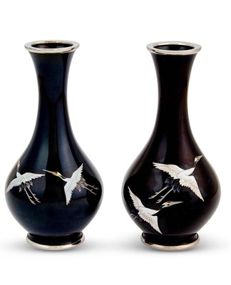 Lot 612 - Pair of Japanese Cloissonne Vases