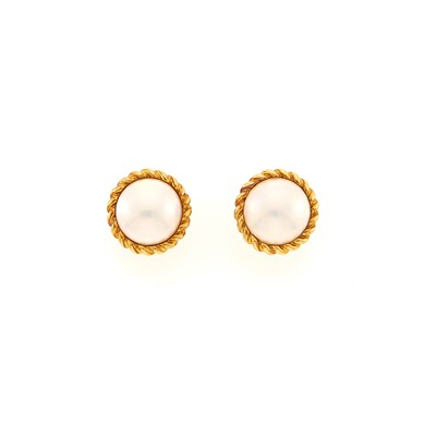 Lot 1012 - Tiffany & Co. Pair of Gold and Mabé Pearl Earclips