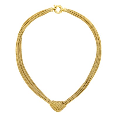 Lot 2 - Eight Strand Woven Gold Knot Necklace